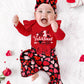 Adifun Baby Girl Valentines Day Outfit 9-12 Months My First Valentines Day Valentines Day Outfit For Baby Girl Romper + Bell Pan