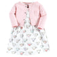 Hudson Baby Baby Girls' Cotton Dress And Cardigan Set, Tea Party, 9-12 Months