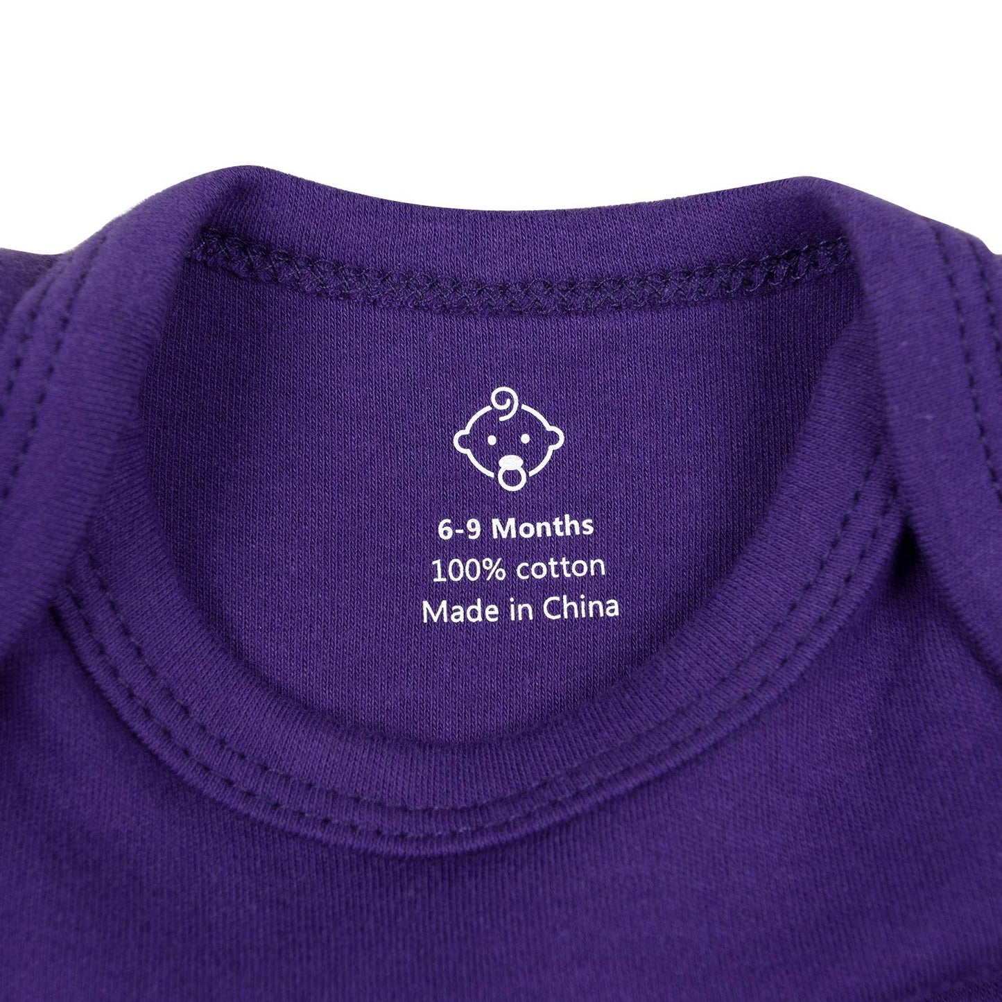 Romperinbox Unisex Solid Baby Bodysuit 0-24 Months (6-9 Months, Purple Short Sleeve)
