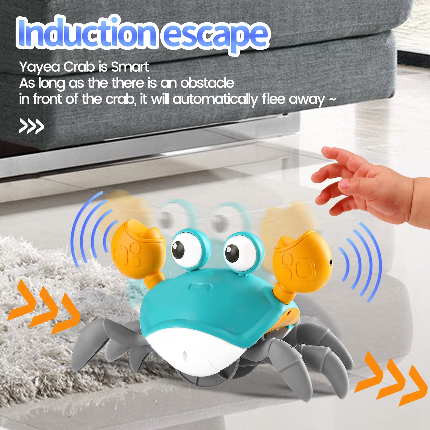 Crawling Crab Baby Toy Infant: Tummy Time Toys for Babies 3 6 9 12 18 24 36 Months, Walking Dancing Sensing Crab for Toddler 1 2