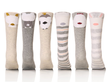 Color City Baby Knee High Socks Animal Warm Cotton Kids Toddler Boys Girls Boot Socks 1-6 Years (6 Pairs A)