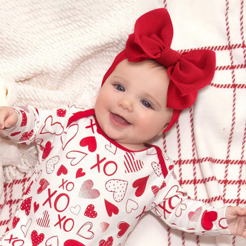 Oneninedream 6'' Large Valentines Day Bow Headbands For Baby Girls Soft Nylon Hairbands With Bows Valentines Hair Accessories Fo