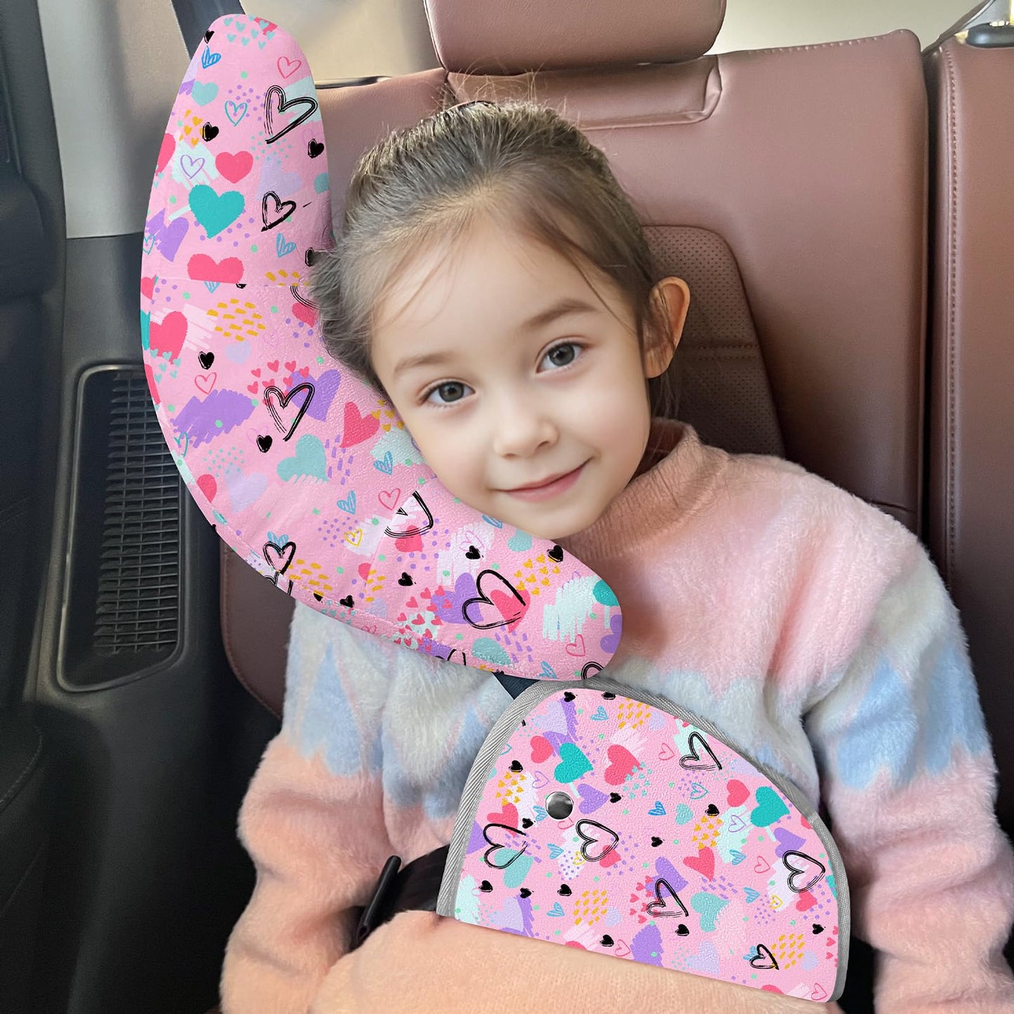 Seat Belt Cover Pad For Kids, Soft Car Seat Strap Cover And Seat Belt Pillow For Children Seatbelt Support Travel Car Pillow