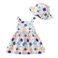 Baby Girl Dress Newborn Boho Summer Dress Halter Short Sleeve Floral Dresses Blue Baby Outfit Set Infant Clothes For Girls 0-3 M
