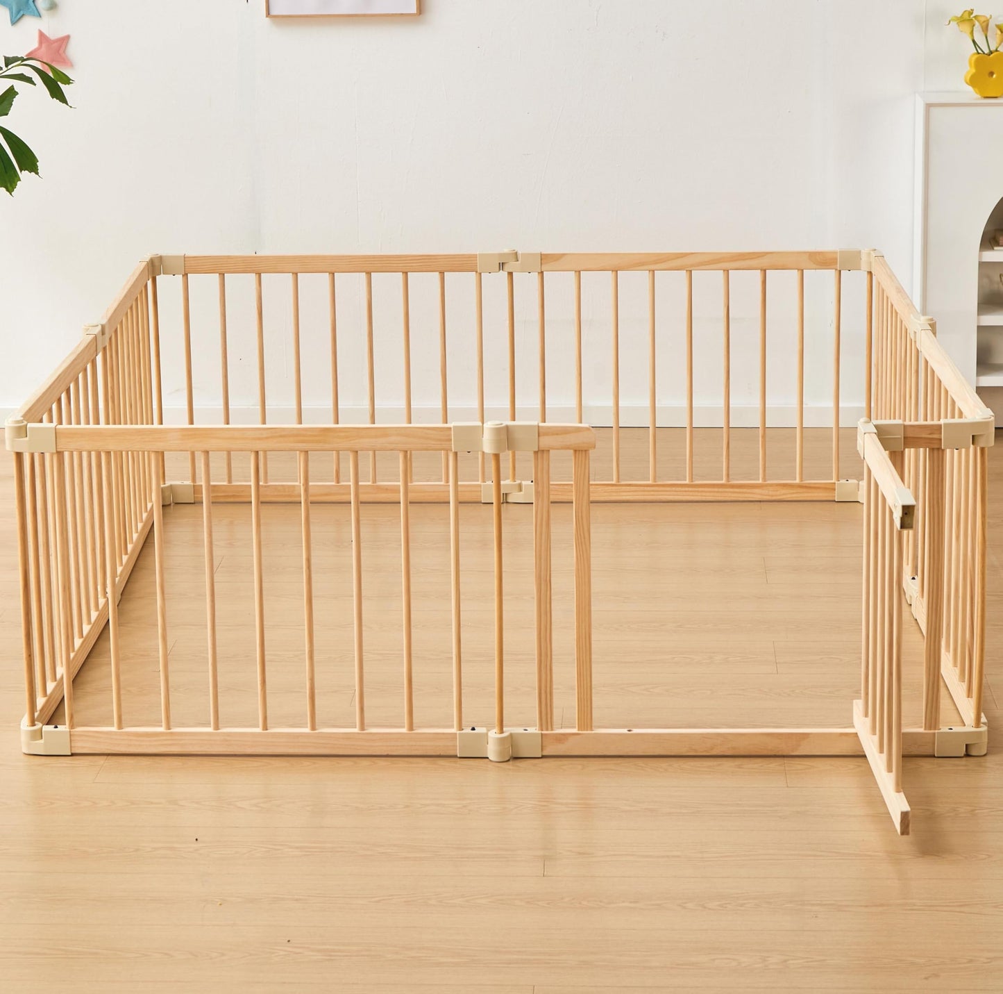 Baby Playpen Door Wooden Fence Large With Door Gate,Wooden Playpen For Babies And Toddlers,Wooden Baby Playpen With Door, Change