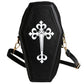 Ondeam Coffin Shape Gothic Shoulder Purses,Christ Cross Crossbody Bag Halloween Costume Accessories (Black)