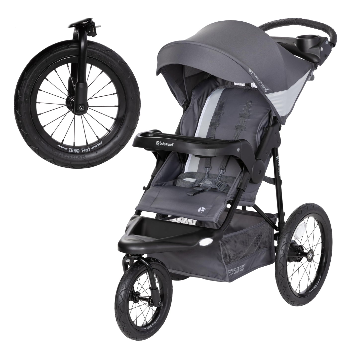 Baby Trend Expedition Zero Flat Jogger With Led Lights, Dash Grey