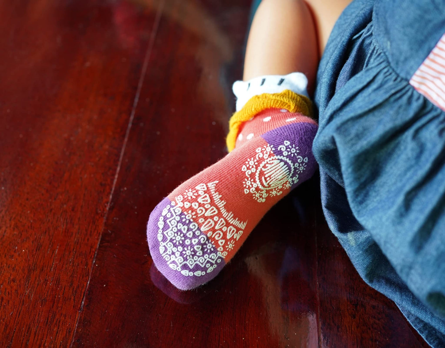 Rative Non Skid Anti Slip Cotton Dress Crew Socks With Grips For Baby Infant Toddler Kids Girls (6-12 Months, Rg-92X)