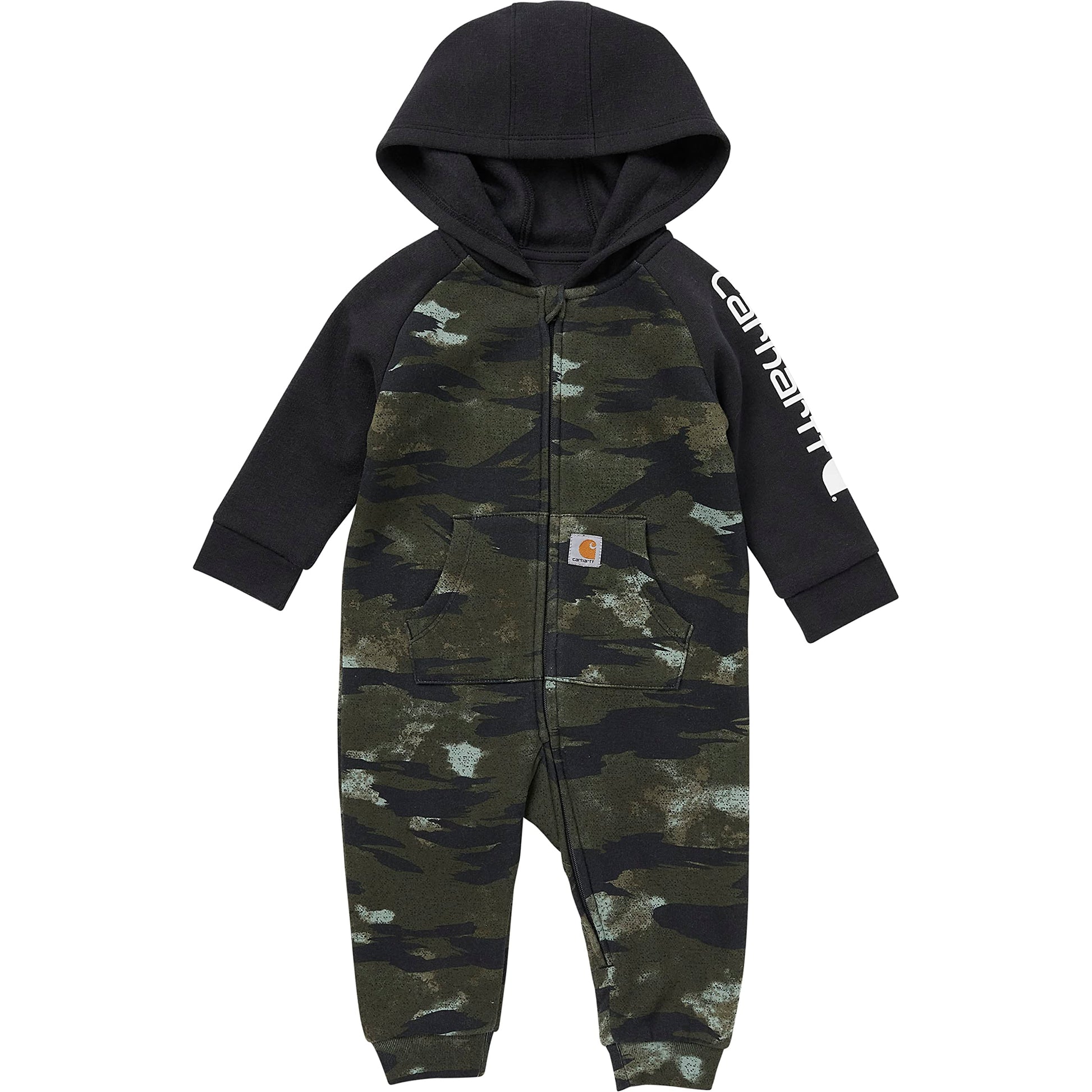 Carhartt Baby Boys' Long-Sleeve Zip-Front Hooded Coverall, Blind Fatigue Camo, 9M