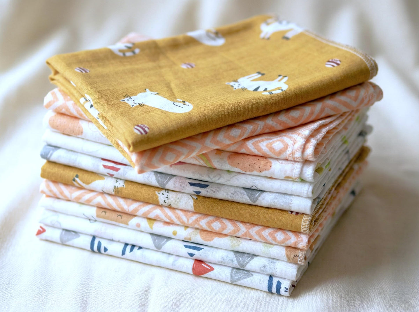 Trance Home Linen Super Soft 100% Cotton Thin Malmal Face Towels | Reusable Hygiene Wash Cloth | Napkin For New Babies | Soft Ha