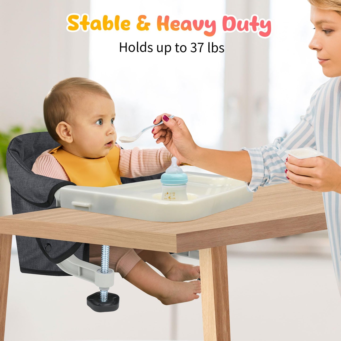Toogel Hook On High Chair With Removable Dining Tray,Folding Portable Clip On Table High Chair,Baby Chair With Storage Bag For I