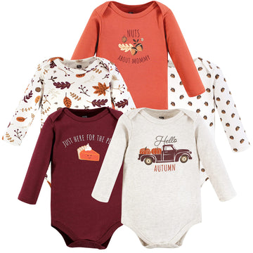 Hudson Baby Unisex Baby Cotton Long-Sleeve Bodysuits Hello Autumn, 12-18 Months