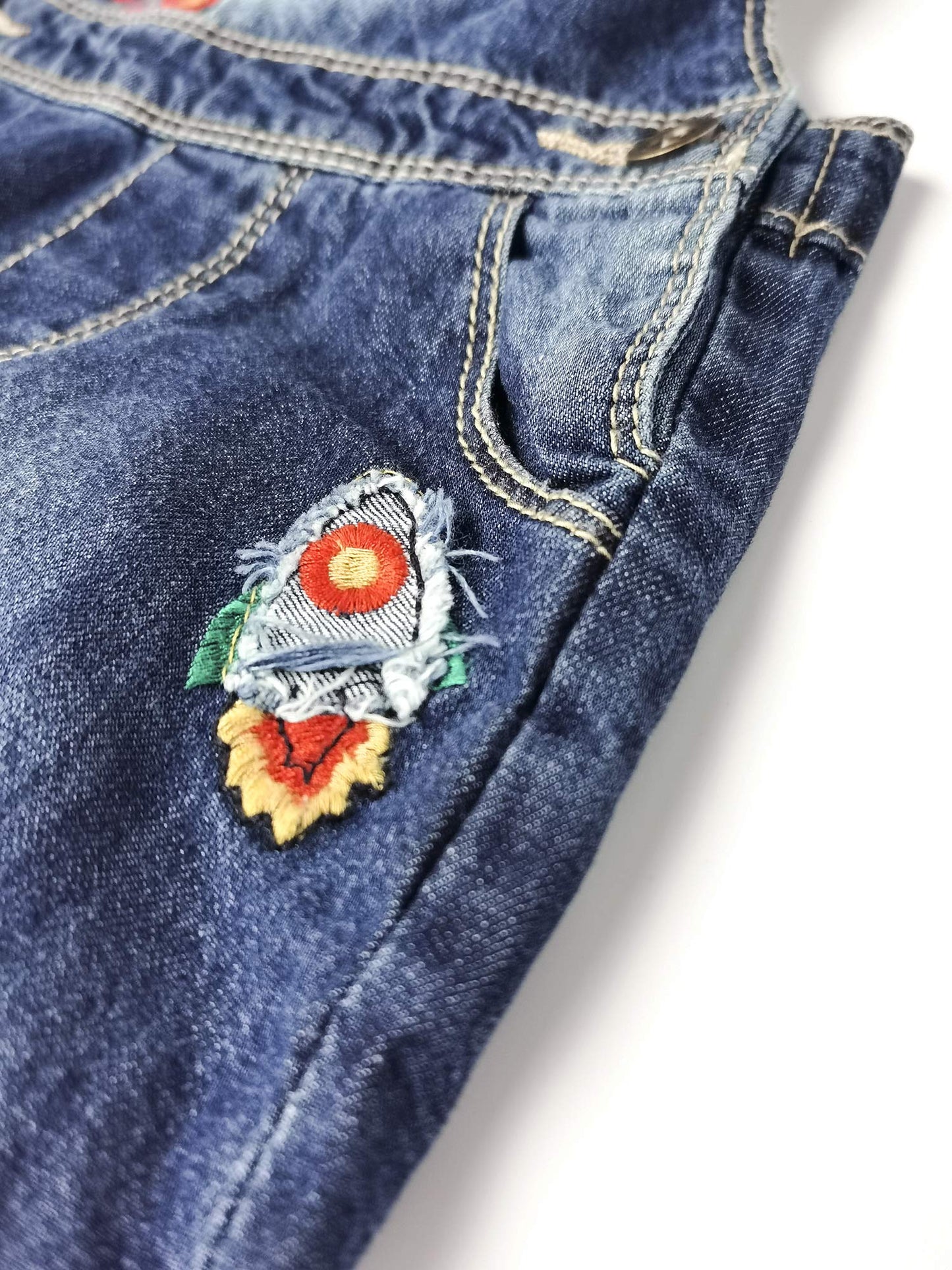 Kidscool Space Baby Boys Easy Diaper Changing Snap Legs Rockets Embroidered Denim Overalls,Blue,9-12 Months