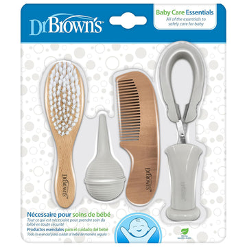 Dr. Brown'S Baby Care Essentials Kit, Nail Scissors With Case, Nasal Aspirator, Cradle Cap Brush And Comb, Bpa Free