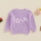 Valentines Day Baby Girl Boy Outfit Pink Heart Knit Sweater Long Sleeve Crewneck Sweatshirt Spring Winter Clothes (Purple, 4-5 Y