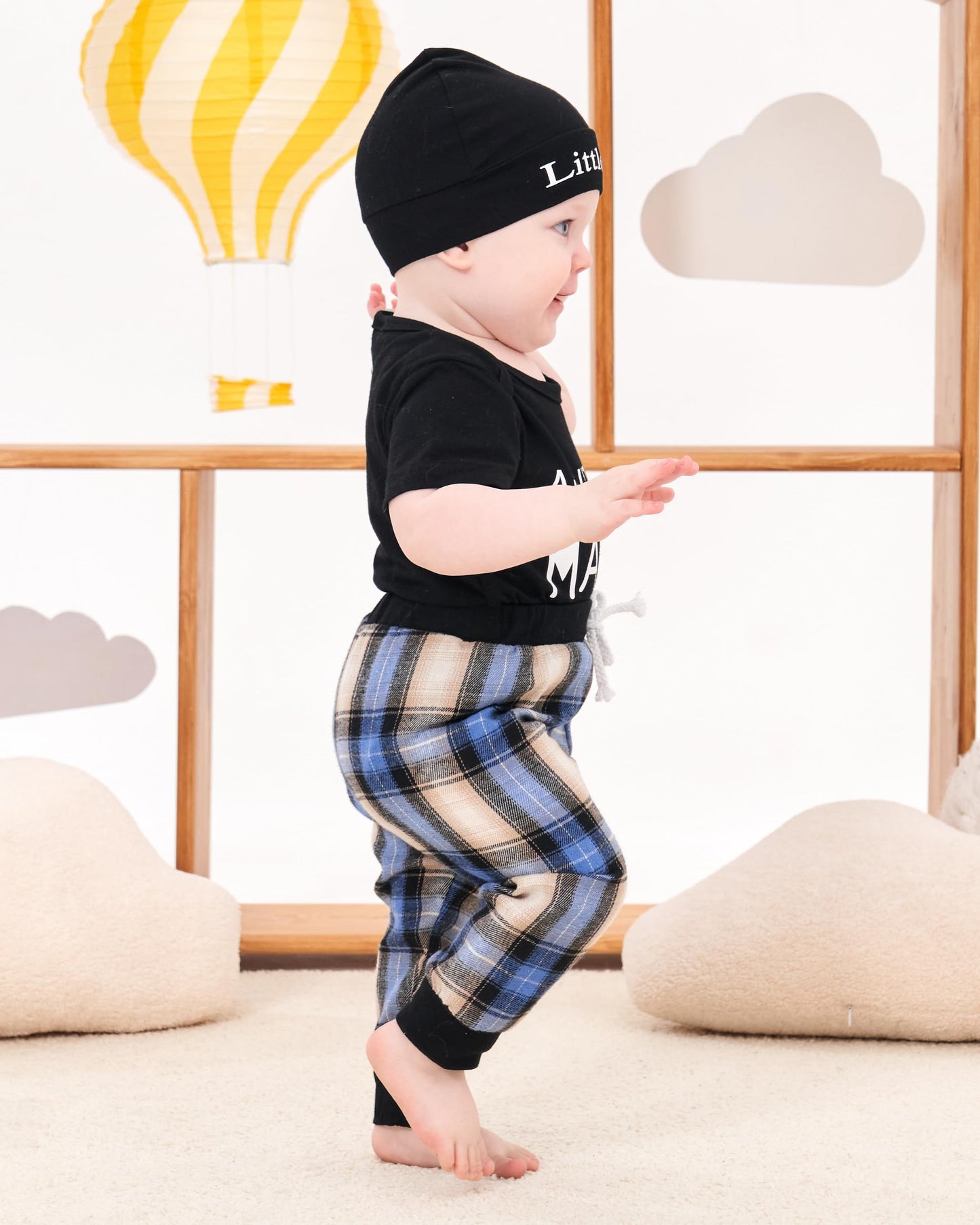Renotemy Infant Baby Clothes For Boys Summer Spring Baby Boy Stuff Newborn Outfits Preemie Baby Boy Clothes 3-6 Months Plaid