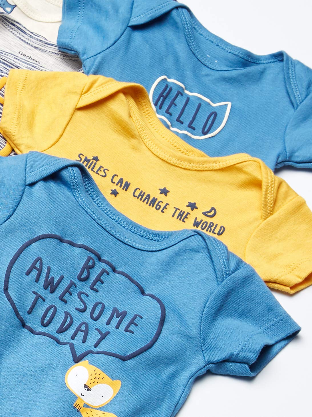 Gerber Baby Boy'S 8-Pack Short Sleeve Onesies Bodysuits, Blue Fox, 3-6 Months