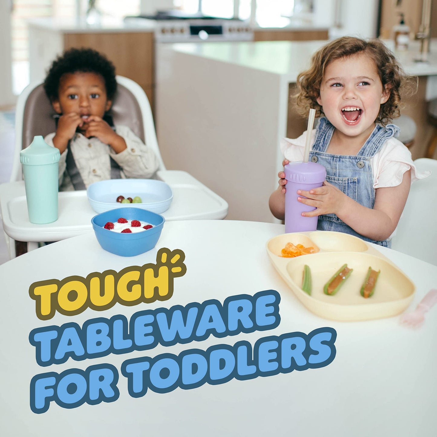 Kids Dinnerware Set - 15 Pieces - 3 Place Settings - Tough Tableware For Toddlers - Made In The Usa - Dishwasher And Microwave S