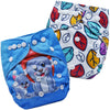 Bembika Cloth Diapers For Babies, Washable Reusable, Adjustable Sizes (2 Combo) (No Inserts Included) (Leaf + Baby Cat)