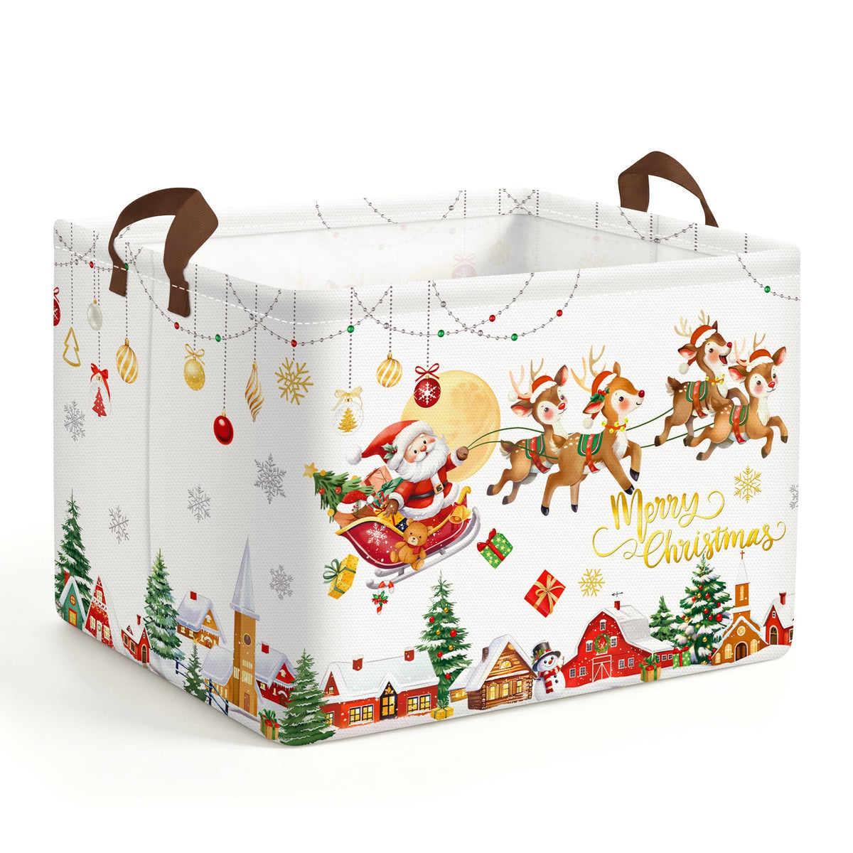 Clastyle Large Christmas Tree Gift Basket Empty Collapsible Snowflake Snowman Kid Storage Bin Santa Claus Toy Box Clothes Organi