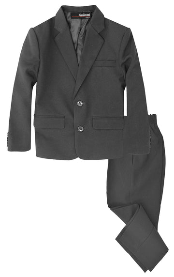 G218 Boys 2 Piece Suit Set Toddler To Teen (8, Charcoal)