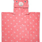 Ohmybebe Cat Hooded Animal TowelPoncho  Soft & Absorbent, Fun 3D Animal Hood, Red, Front Kangaroo Pocket, Ideal for Pool & Bat