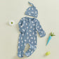 Ayalinggo Valentines Baby Girl Outfit Bowknot Heart Footie Romper Long Sleeve Onesie Newborn Christmas Clothes (Easter Bunny Blu
