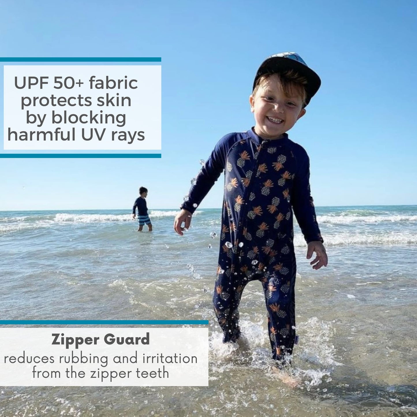 Swimzip Boys' Long-Sleeve Upf 50+ Swimsuit For Baby, Toddler, & Little Boys Pineapples