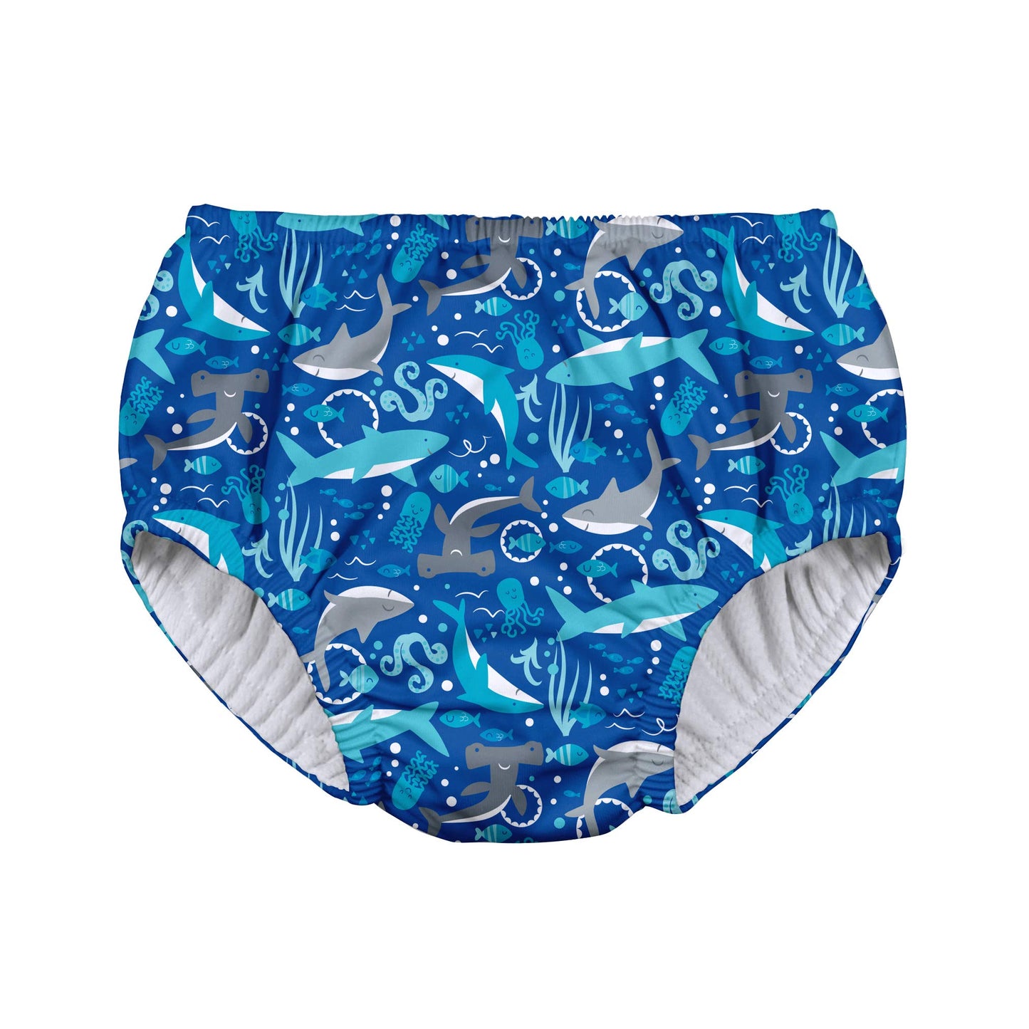 green sprouts Baby Boys Pull-up Reusable Absorbent and Toddler Swim Diaper, Royal Blue Sharks, 3T US