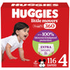 Huggies Size 4 Baby Diapers, Little Movers HuggFit 360 Baby Diapers with 360 Waistband, Size 4 (22-37 lbs), 116 Count, Packaging