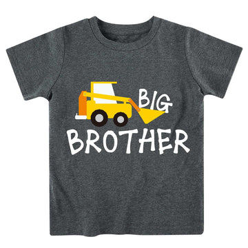Funnycokid Big Brother T Shirt 6T 5T Promoted To Big Brother Bulldozers Construction Digging It T-Shirt Grey Size 5 6 Pregnancy
