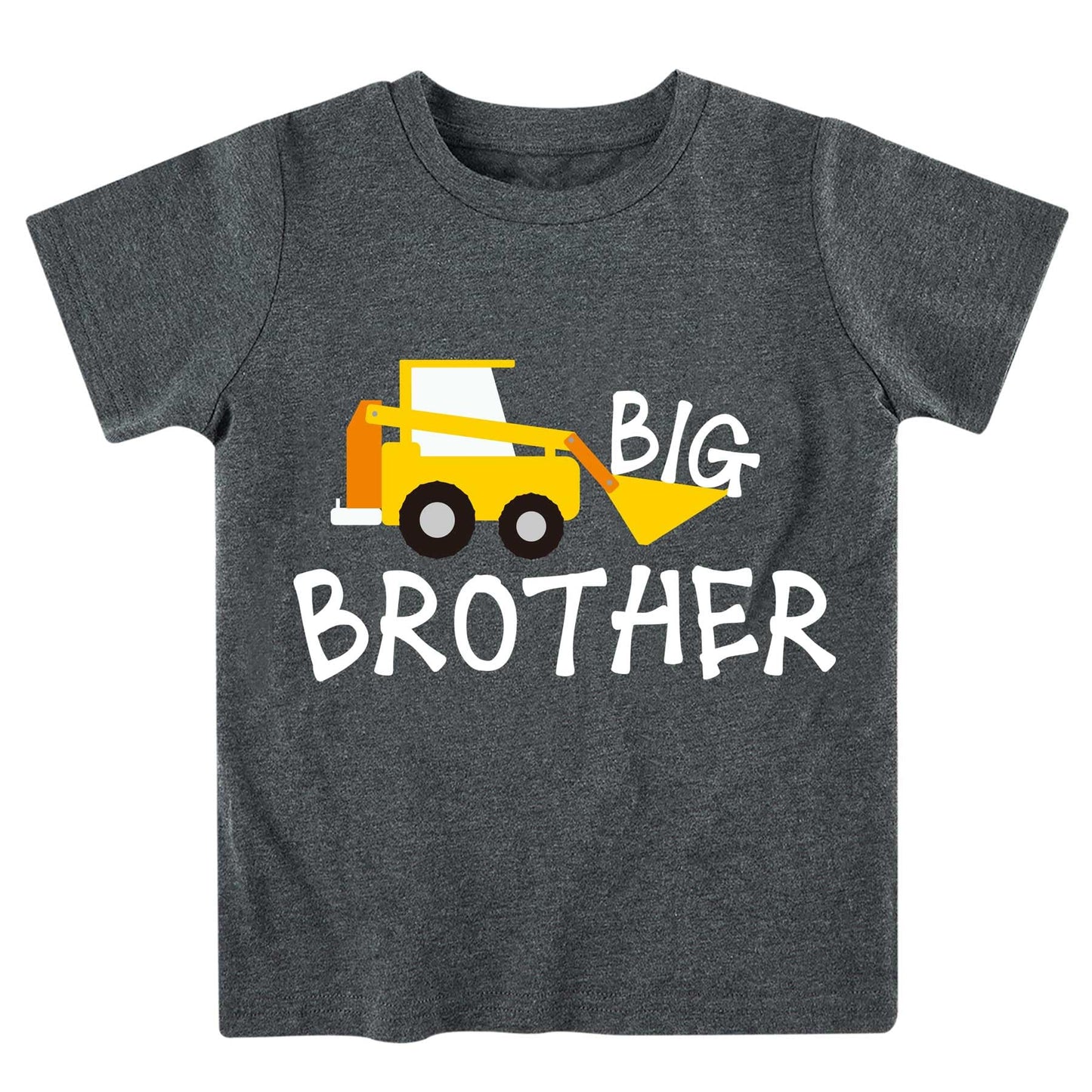 Funnycokid Big Brother Shirt 3T 2T Bulldozers Construction Digging It Big Bro Short Sleeve Grey Big Brother Toddler T Shirt Preg
