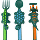 Constructive Eating Made In Usa Construction And Dinosaur Combo With 2 Utensil Sets And 2 Plates For Toddlers, Infants, Babies A