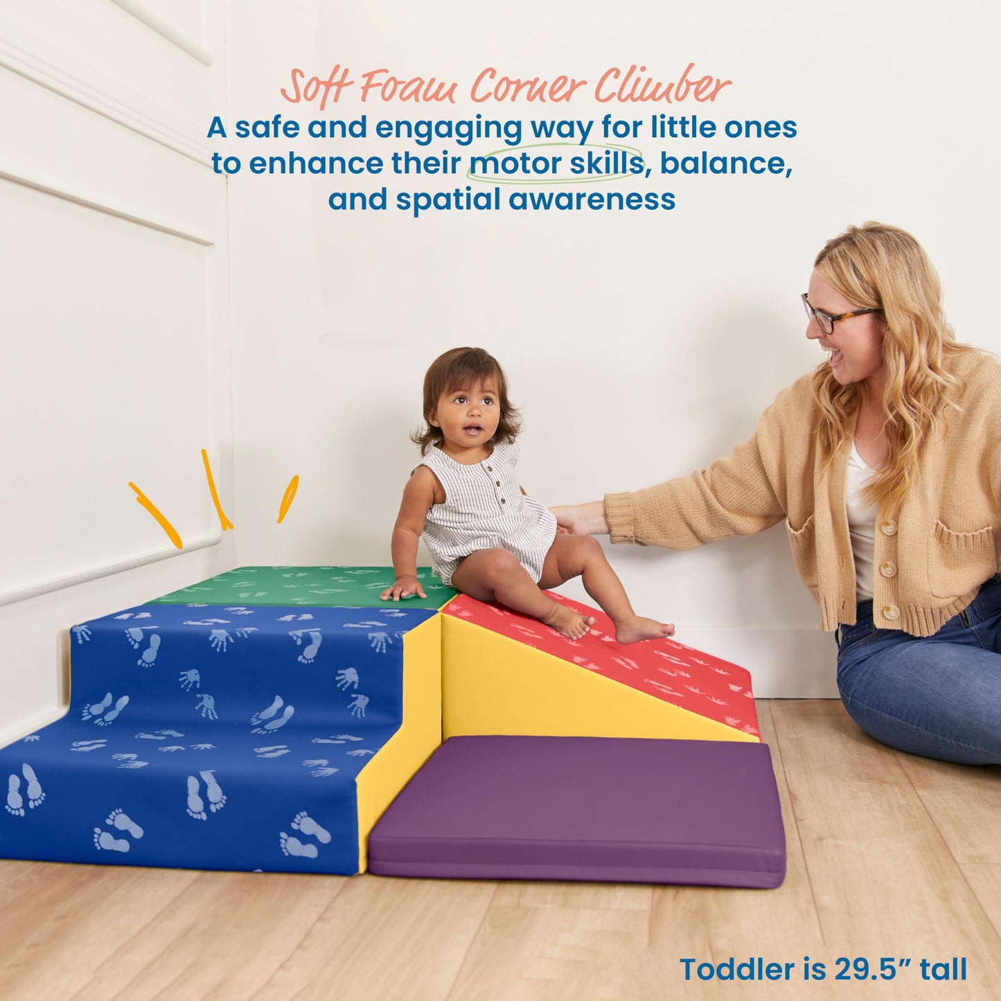 Ecr4Kids Softzone Little Me Corner Climber, Toddler Playset, Assorted, 4-Piece