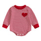 Visgogo Valentine'S Day Baby Sweatshirt Romper Striped Heart/Clover Waffle St.Patrick Day Long Sleeve Irish Onesie Jumpsuits (Re