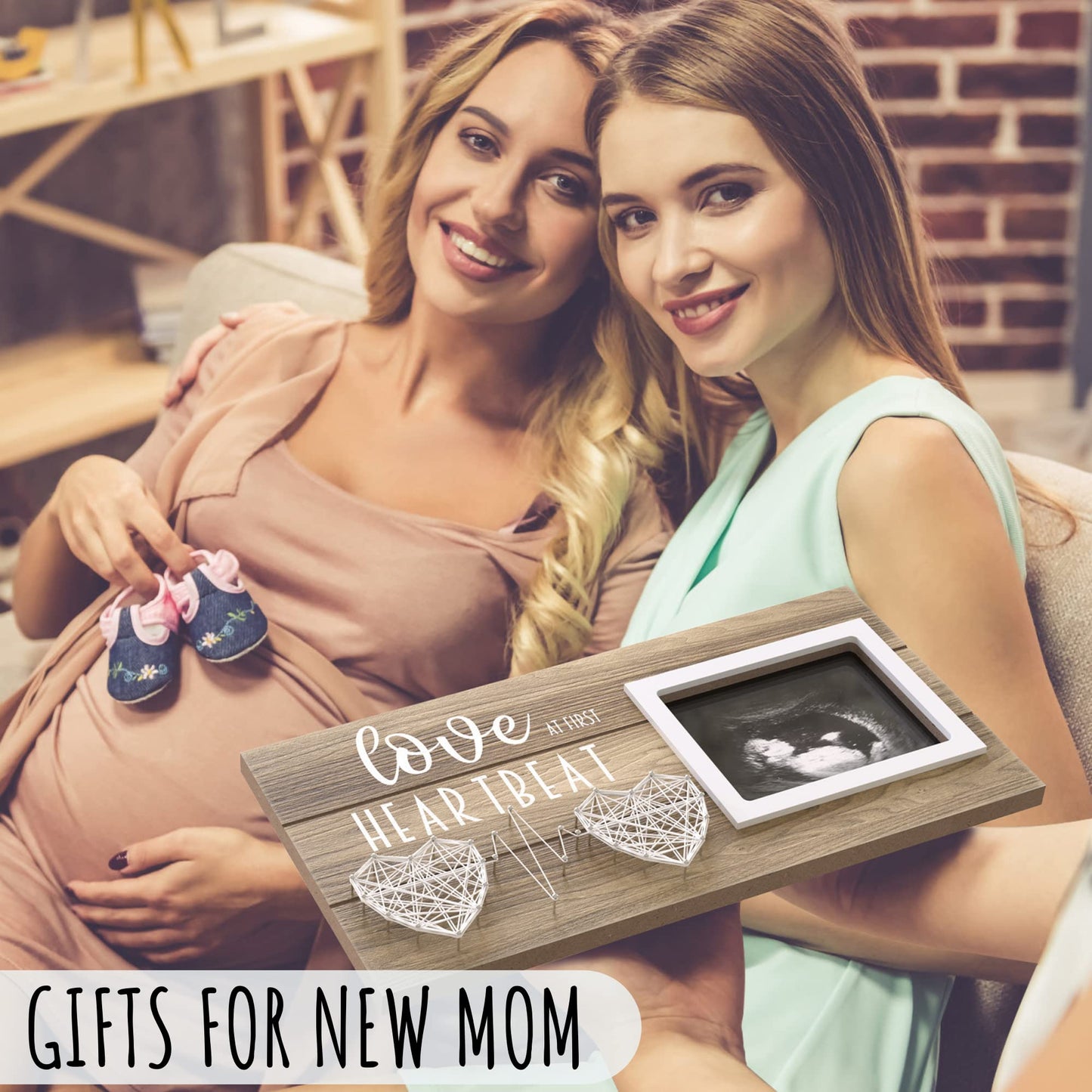 EURSET Baby Sonogram Picture Frame for Standard 4 x 3 Ultrasound Photo - Pregnancy Announcements Ideas - Gender Reveal Baby-Show
