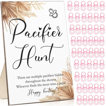 Roowest 51 Pcs Cool Baby Shower Games Include Baby Pacifier Hunt Sign Wooden Gift Sets Gender Reveal Party Favors 50 Acrylic Min