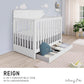 Dream On Me Jpma & Greenguard Gold Certified Reign 5 In 1 Convertible Crib With Under Drawer In White, Made Of Sustainable Pinew