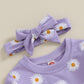Ciycuit 3Pcs Baby Girl Fall Outfits Daisy Sweatshirt + Pants + Headband Infant Fall Winter Clothes Purple 18-24 Months