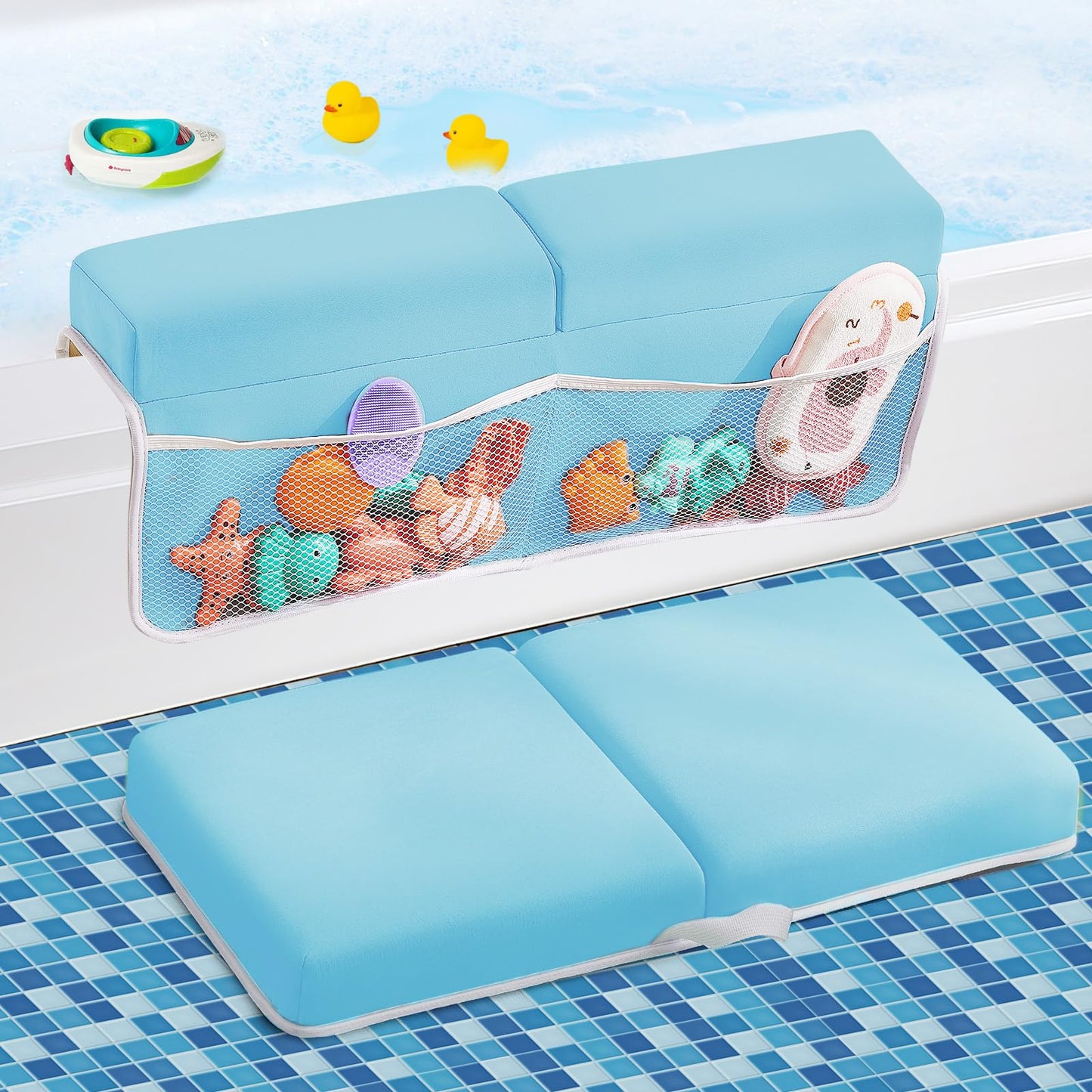 Ilpeod Baby Bath Kneeler And Elbow Rest Pad Set,Bath Kneeling Pad Thick Soft Quick Dry Baby Bathtub Mat For Baby Bathing Time,Ba