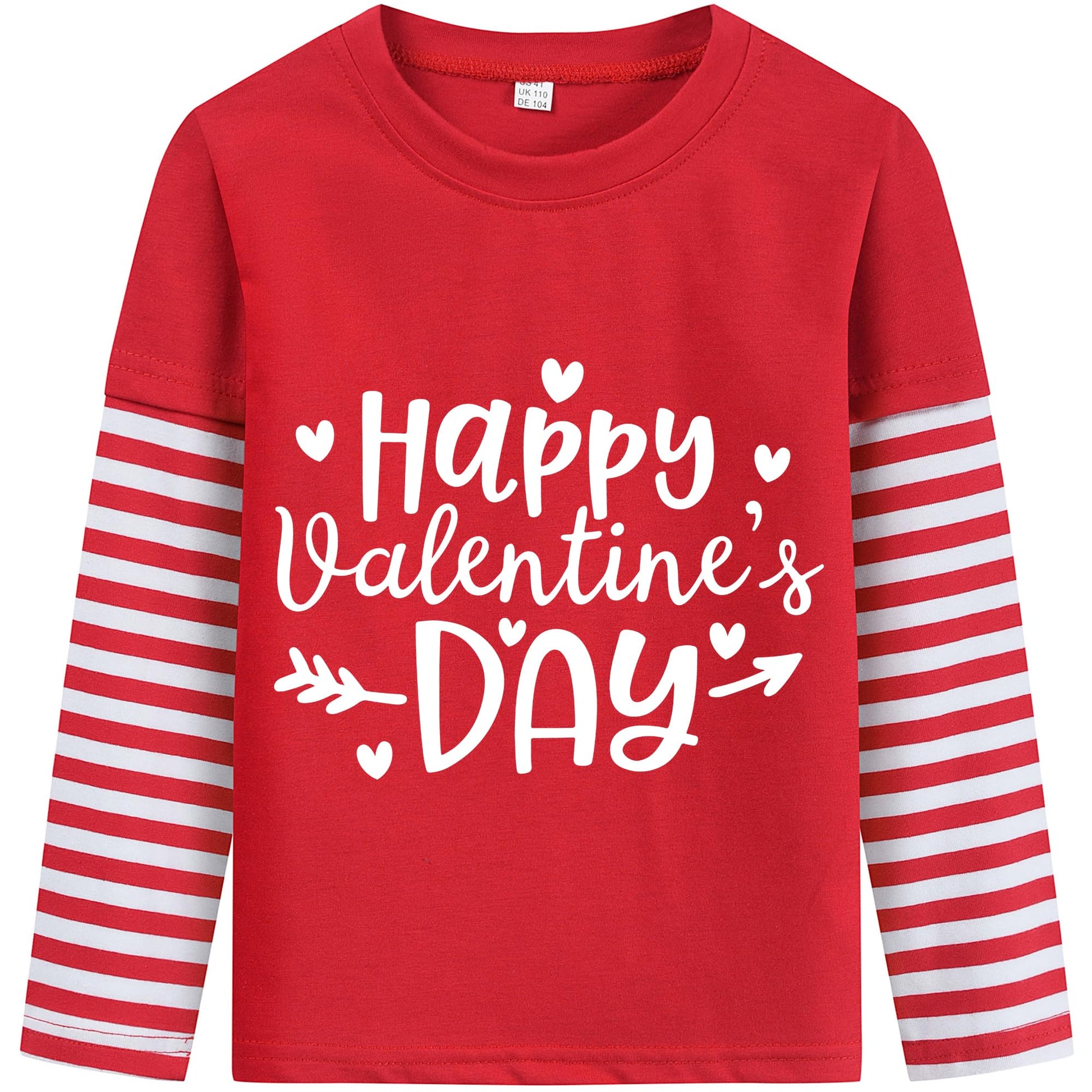 Boys Girls T-Shirt Heart Long Sleeve Shirts Happy Valentine'S Day Kids Tee Top Toddler Clothes 3T