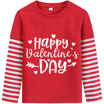 Boys Girls T-Shirt Heart Long Sleeve Shirts Happy Valentine'S Day Kids Tee Top Toddler Clothes 3T