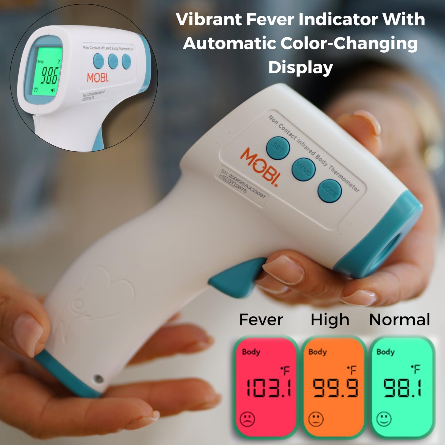 No Touch Thermometer For Baby, Kids, & Adults, Touchless Infrared Thermometer With High Fever Indicator, Non Contact Forehead Di