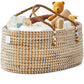 Bebe Bask Baby Diaper Caddy Organizer - Handmade Organic Seagrass - Luxury Diaper Caddy Basket - Cute Diaper Caddy For Baby Girl