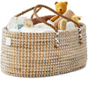 Bebe Bask Baby Diaper Caddy Organizer - Handmade Organic Seagrass - Luxury Diaper Caddy Basket - Cute Diaper Caddy For Baby Girl