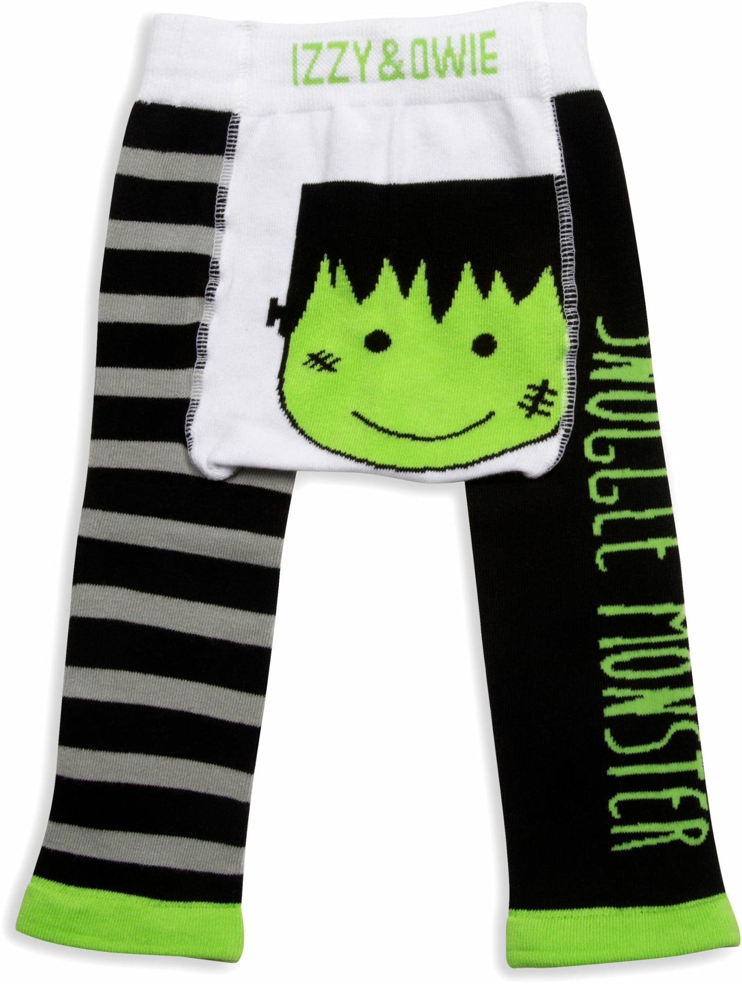 Pavilion Gift Company Izzy & Owie-Frankenstein Halloween 6-12 Month Unisex Baby Leggings, Orange, 6-12 M