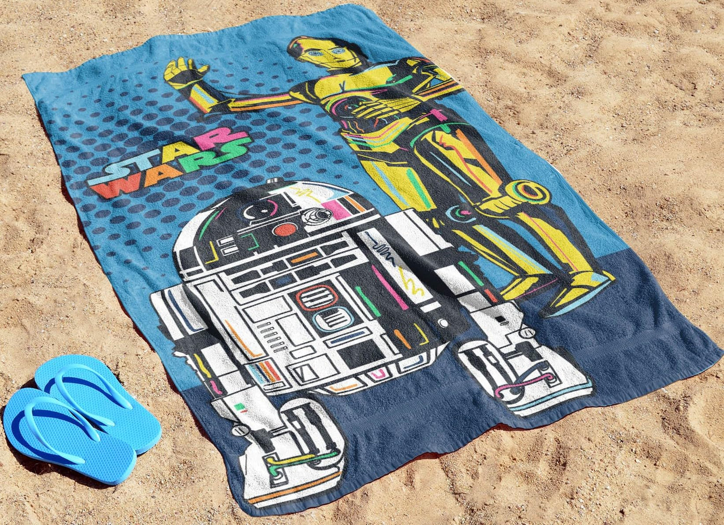 Jay Franco Star Wars Droids Bath Pool Beach Towel - Kids Super Soft & Absorbent 100% Cotton Towel With R2-D2 And C-3Po, Measures