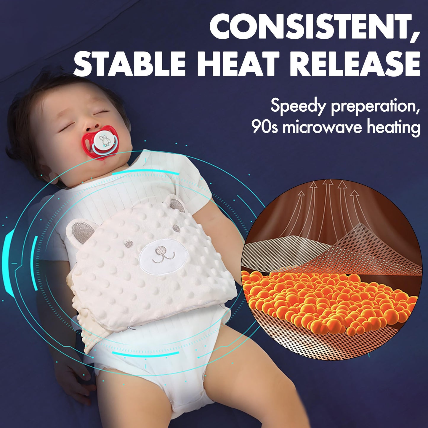 Baby Colic Relief Gripe Belt Seed Heating Pad With Gentle Warmth Tummy Wrap For Soothing Gas And Upset Stomach (Beige, 0M+)