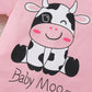 Fullfamous Baby Girl Clothes Gifts Outfits,Fall Winter Long Sleeve Romper And Pant Set Light Pink Cow 18-24 Months