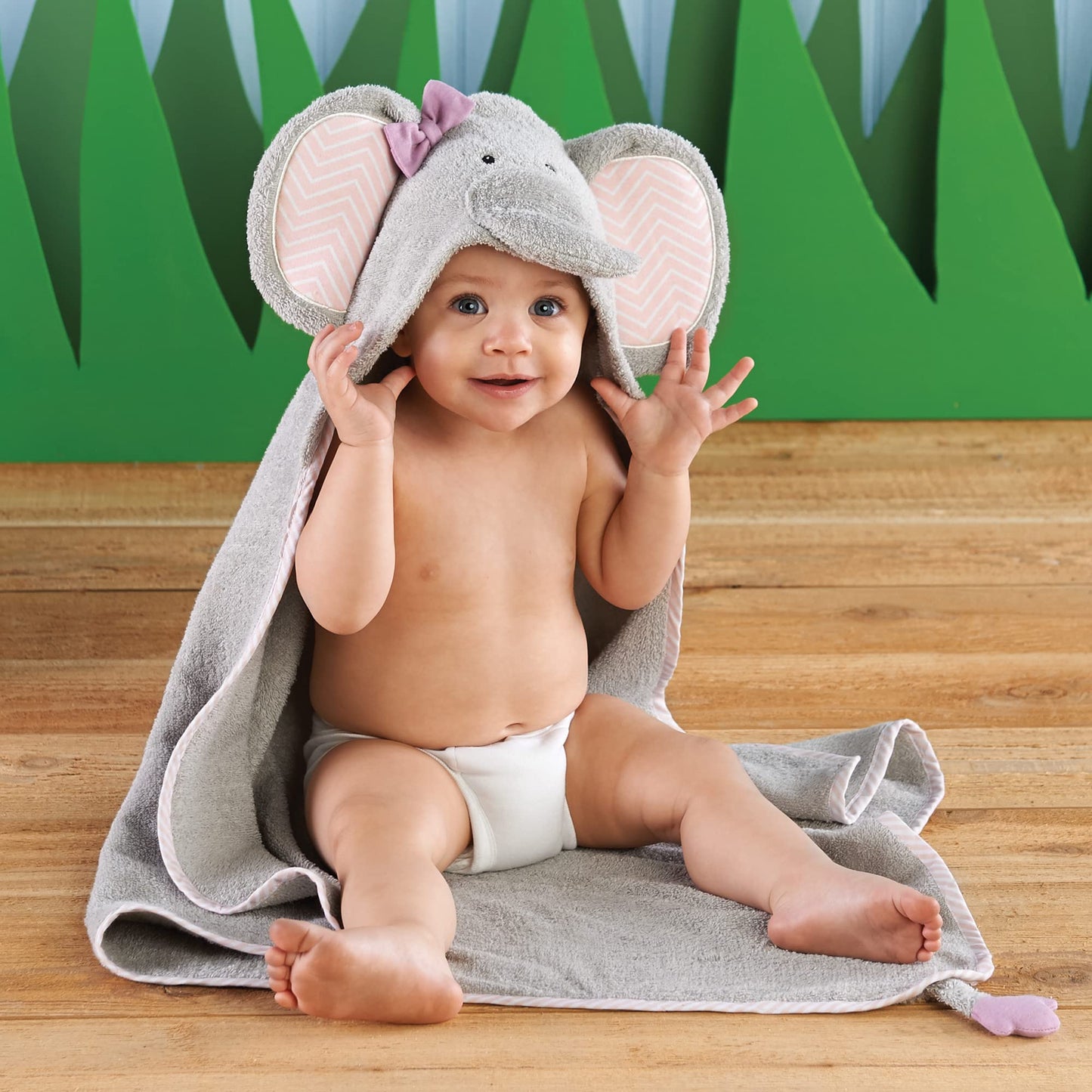 Baby Aspen 'Splish Splash Elephant Bath Hooded Towel/Baby Robe, 0-9 Months